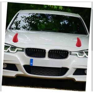 2Pcs Devil Horns Stickers for Cars Elasticity Bumper